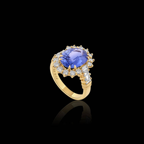 Bague Bague en saphir de Ceylan naturel non chauffé de 6 carats, datant des années 1970 58 Facettes F31