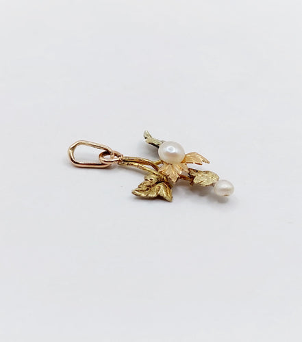 Pendentif Pendentif victorien fleur en or rose et jaune 18k et perles 58 Facettes A02325