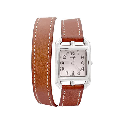 Montre Hermès, "Cape Cod", acier, cuir.