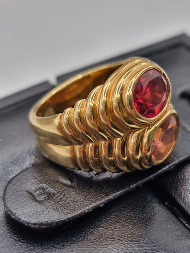 Bague 54 BULGARI - Bague Tubogas or jaune, tourmalines 58 Facettes