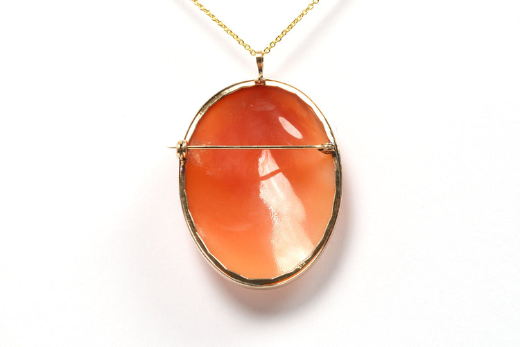 Pendentif Pendentif - Broche années 50 en or jaune, camée coquillage 58 Facettes 21437