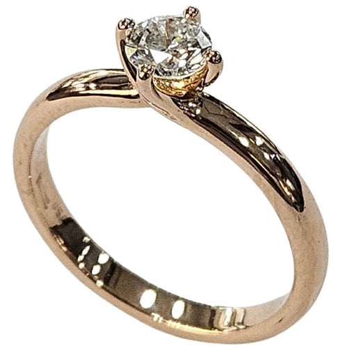 Bague 51 Bague solitaire avec diamant certifié HRD de 0,30 ct en or rose 58 Facettes E30