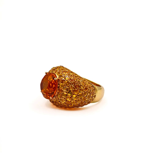 Bague Bague en or jaune, citrine, saphir et diamants 58 Facettes 21025983