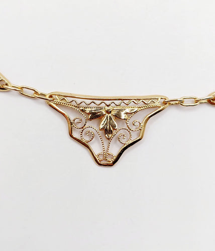 Collier Collier Art Nouveau or jaune, motifs filigranés 40cm 58 Facettes A06381