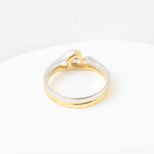 Bague Bague solitaire bicolore avec diamant taille brillant 58 Facettes 129595