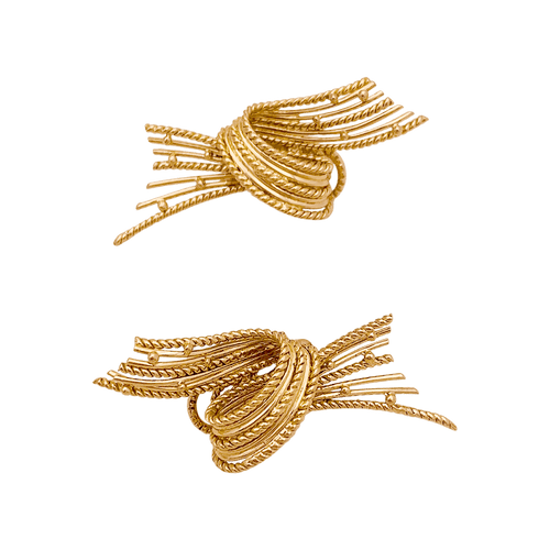 Boucles d'oreilles Boucles d'oreilles vintage or jaune texturé. 58 Facettes 34700