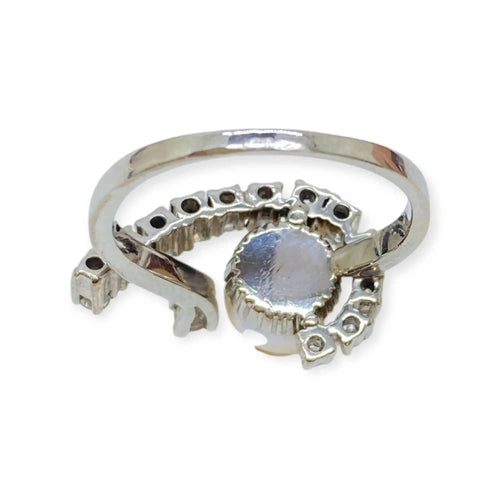 Bague 62 Bague or blanc, perle de culture et diamants 58 Facettes 330082367