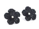 Boucles d'oreilles Boucles d'oreilles en or blanc 0,18 carat avec fleur précieuse noire et gros diamants 58 Facettes 2260