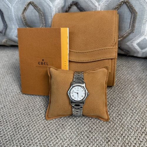 Montre Montre Ebel Sport Classique Dame acier - Ref. 988901 - Quartz - 1985 - 25 mm - Ecrin dorigine 58 Facettes fb10583