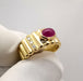 Bague 54 Bague or jaune rubis et diamants 58 Facettes