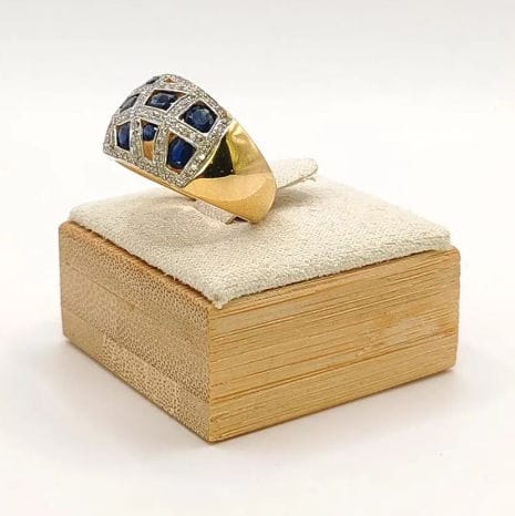 Bague 56 Bague Bandeau or jaune diamants saphirs 58 Facettes