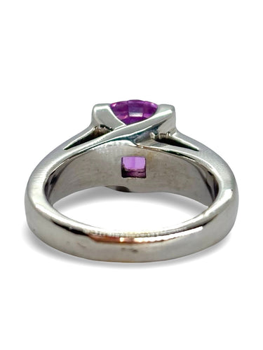 Bague 51 Bague or blanc et saphir rose 3 ct 58 Facettes 416