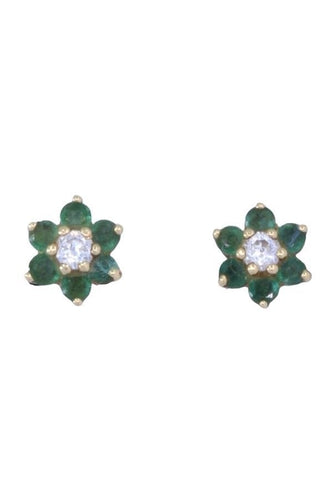Boucles d'oreilles BOUCLES D'OREILLES MARGUERITES ÉMERAUDES ET DIAMANTS 58 Facettes 088211