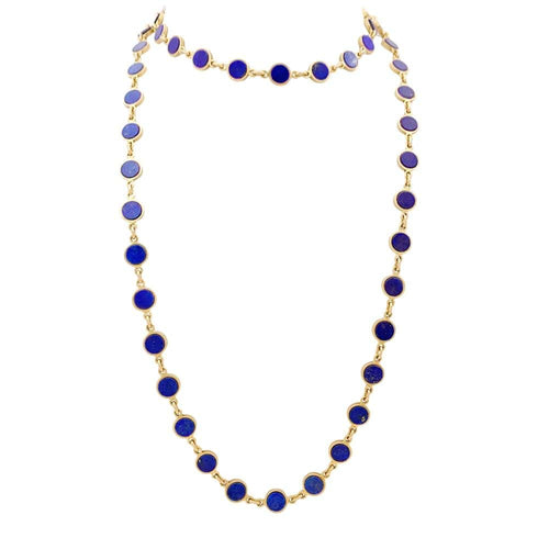 Collier Sautoir or jaune et lapis-lazuli. 58 Facettes 35078