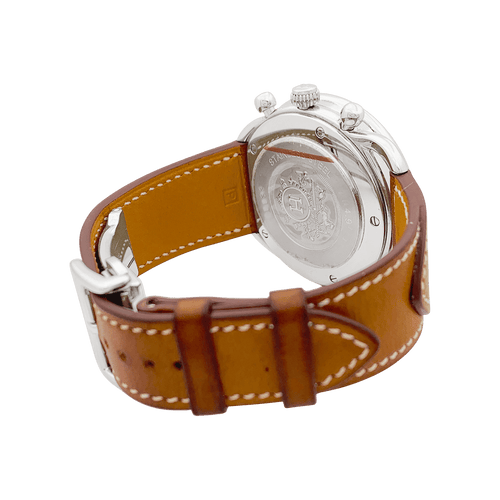 Montre Montre Hermès, "Arceau Chronographe", acier, cuir. 58 Facettes 34360