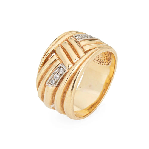 Bague 58 Bague bandeau or jaune diamants 58 Facettes G13497