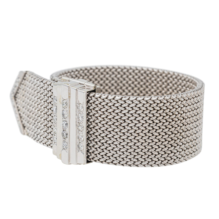 Bracelet Manchette Or blanc Diamant