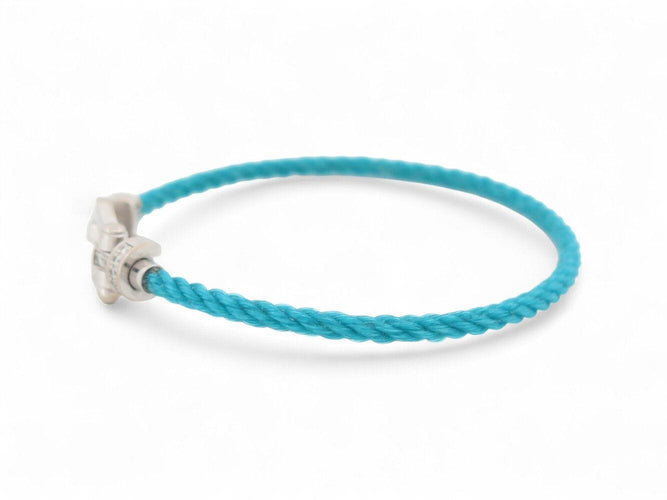 Bracelet bracelet FRED force 10 moyen 0b0077 t15 or blanc 18k 34 diamants 2 cables 58 Facettes 269620