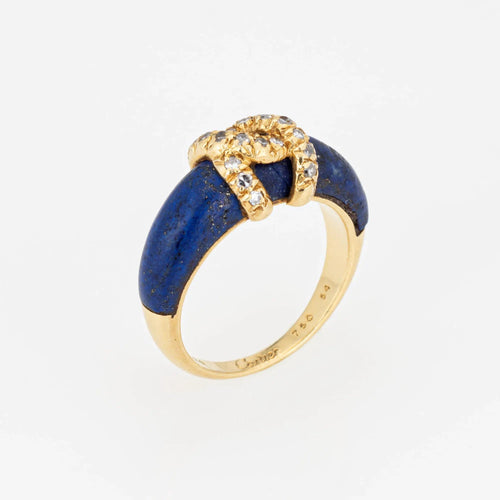 Bague 54 Bague Cartier Double C en diamants et lapis-lazuli, années 1970, 6,75 po, bijou fin signé 58 Facettes G13565