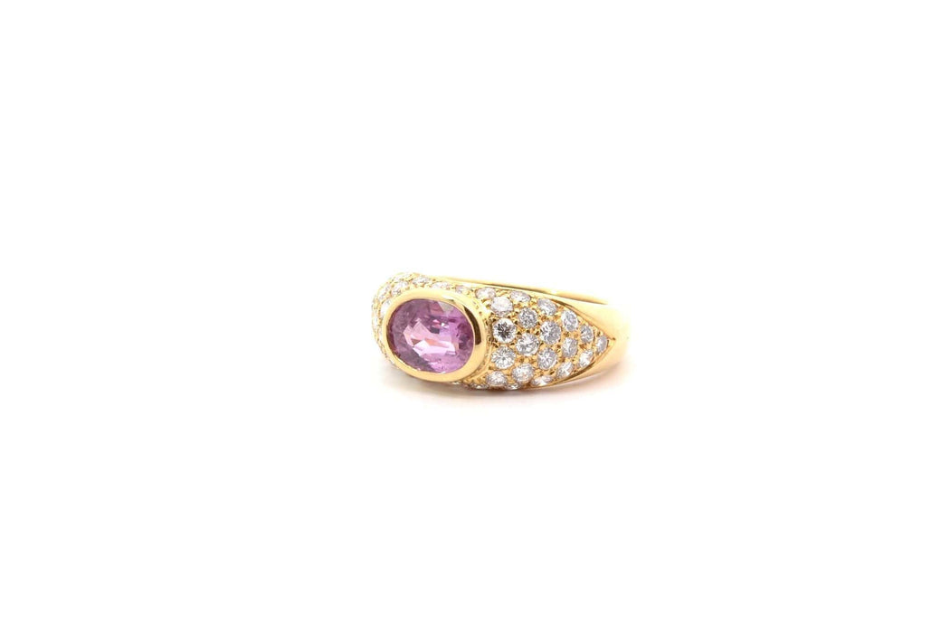 Bague 50.5 Bague vintage or jaune saphir rose et diamants 58 Facettes 26230