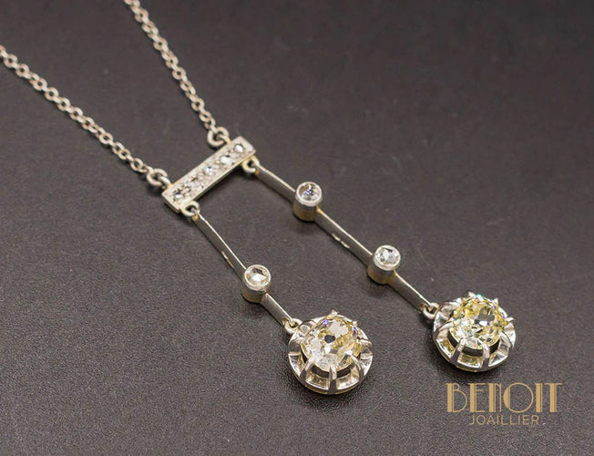 Collier Collier Négligé Or Jaune Platine Diamants 1920 58 Facettes A9063