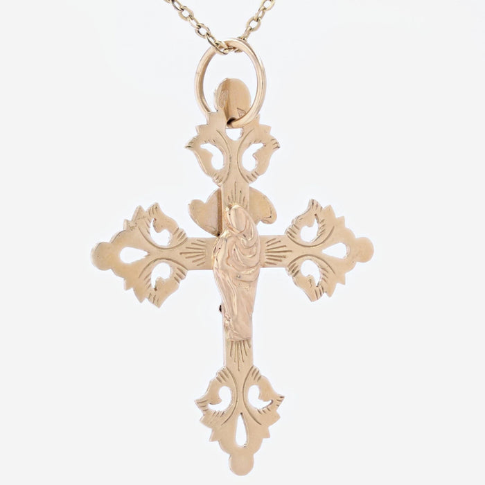 Pendentif Croix ancienne en or rose 58 Facettes 24-200