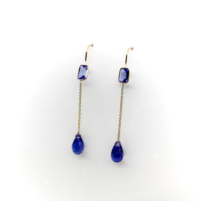 Boucles d'oreilles Boucles d'oreilles pendantes en or et tanzanite 58 Facettes