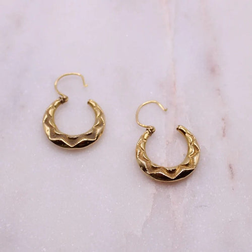 Boucles d'oreilles Créoles vintage facettées or jaune 58 Facettes