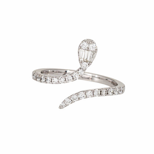 Bague 52 Bague serpent en or blanc et diamants, bijoux serpent, tailles mixtes 58 Facettes G14066
