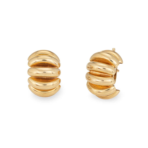 Boucles d'oreilles Tiffany & Co - Boucles d'oreilles côtelées vintage du milieu du siècle en or jaune 58 Facettes G14150