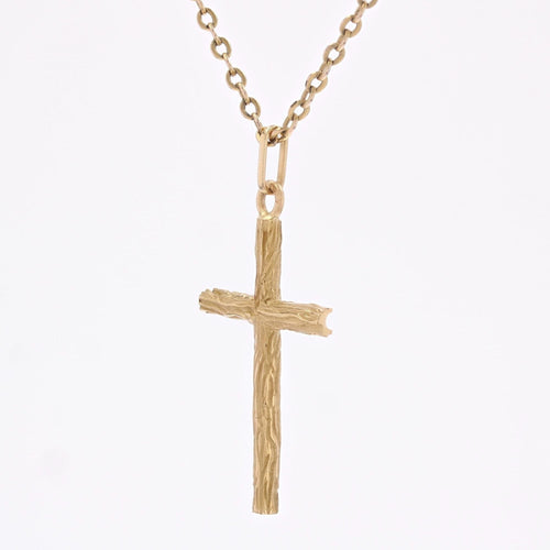 Collier Croix or jaune texturé 58 Facettes 24-327F