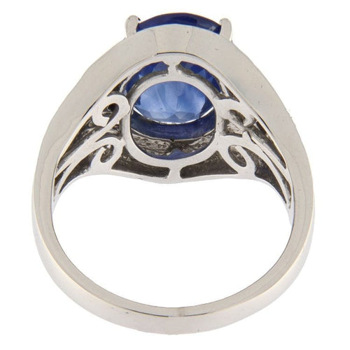 Bague en or blanc avec corindon saphir et diamants 58 Facettes G3494