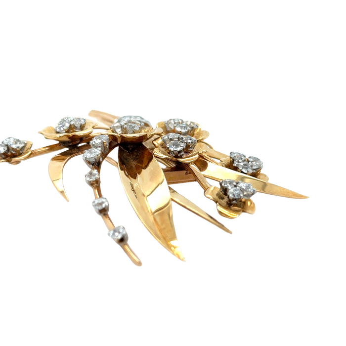 Broche or jaune diamants époque 1940