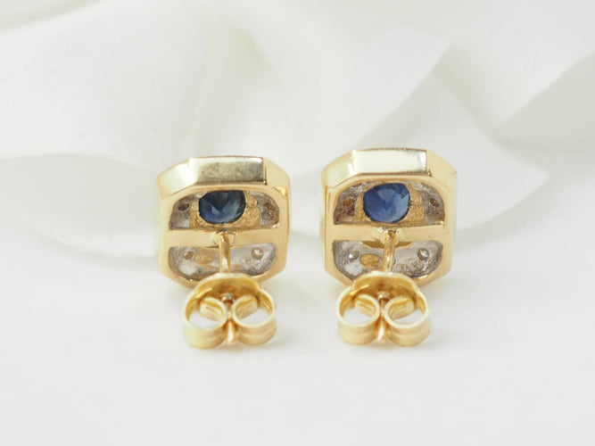 Boucles d'oreilles Boucles d'oreilles en or jaune, saphirs et diamants 58 Facettes 33450