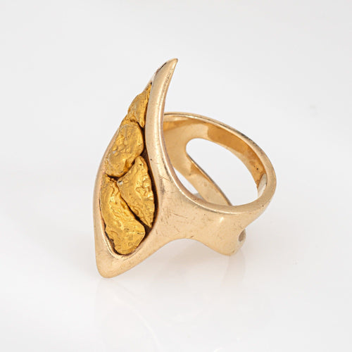 Bague 57 Grande bague en pépite d'or naturel 58 Facettes G13937