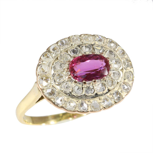 Bague 54 Beauté délicate : bague victorienne avec tourmaline rose violacée 58 Facettes 24150-0100
