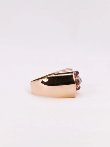 Bague 54.5 Bague tank or rose diamant grenats 58 Facettes J369