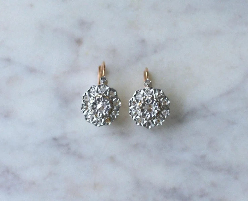 Boucles d'oreilles Boucles d'oreilles Marguerite or rose platine diamants 58 Facettes