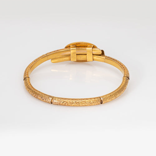 Bracelet Bracelet antique Belle Époque en or jaune 18 carats avec diamants et bijoux floraux 58 Facettes G13943