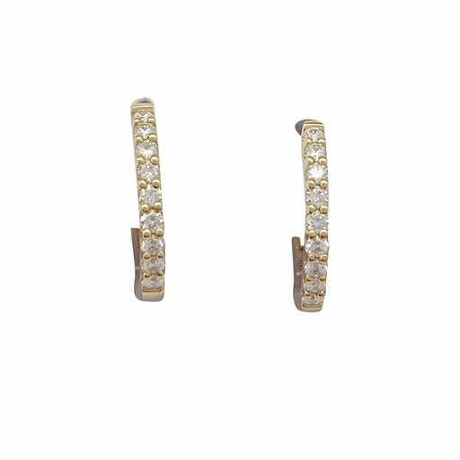 Earrings Pair of small hoop earrings in yellow gold, diamonds. 58 Facettes 33576