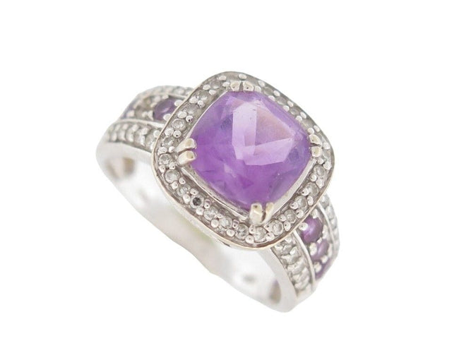 Bague 55 bague MATY or blanc amethyste et diamants 58 Facettes 259030