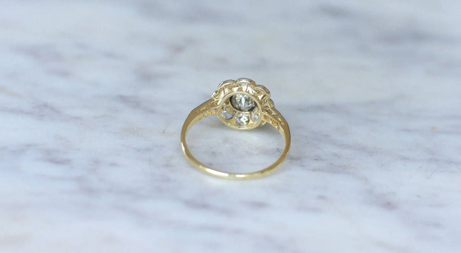 Bague 60 Bague marguerite or jaune platine et diamants 58 Facettes