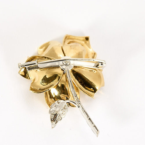 Broche Broche Fleur en Or jaune, or blanc et diamant 58 Facettes COL3305