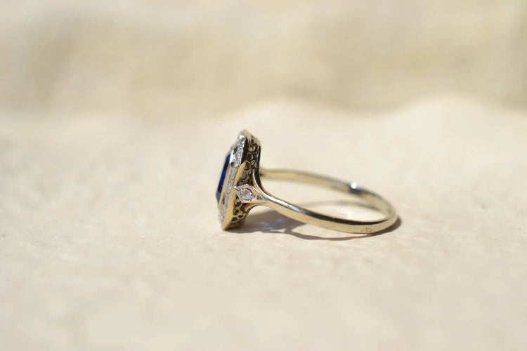 Bague 63 Bague octogonale Saphir de synthèse 58 Facettes 3471