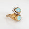 Bague 47 Bague en or jaune vintage avec opale et diamant des années 60 Toi et Moi 58 Facettes G13973