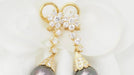 Boucles d'oreilles Boucles d'oreilles or jaune diamants perles de Tahiti 58 Facettes 32802