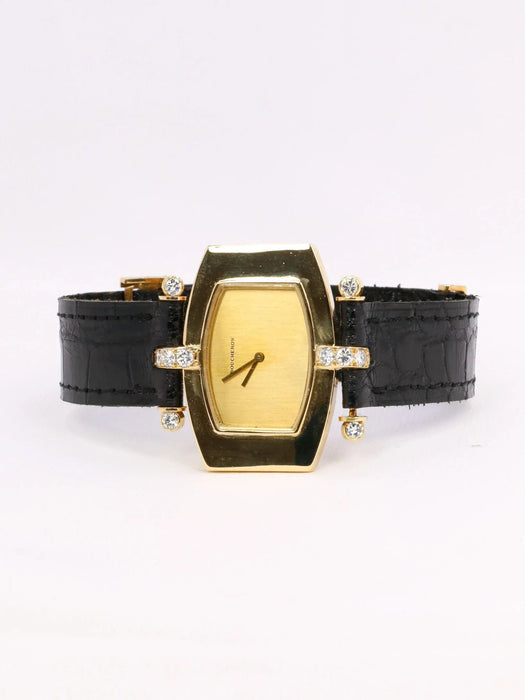 Montre BOUCHERON - Montre or jaune diamants bracelet cuir noir 58 Facettes 1000