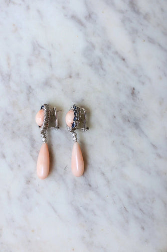 Boucles d'oreilles Boucles d'oreilles or blanc diamants et saphirs 58 Facettes