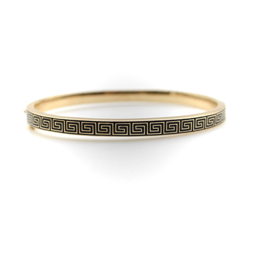 Bracelet Bracelet victorien en or émaillé à motif de clé grecque 58 Facettes