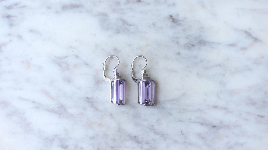 Boucles d'oreilles Boucles d'Oreilles Style Art Déco Améthyste et Diamant 58 Facettes